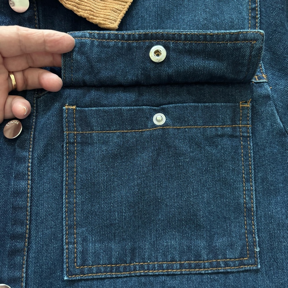 VIGOSS Oversized Denim Barn Jacket with Corduroy Collar--NWT--L - Picture 2 of 16